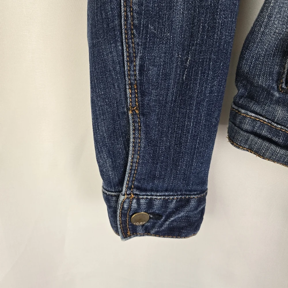 Gap Kids Blue Denim Jean Jacket Girls Size XL With Sequin Emoji Pins